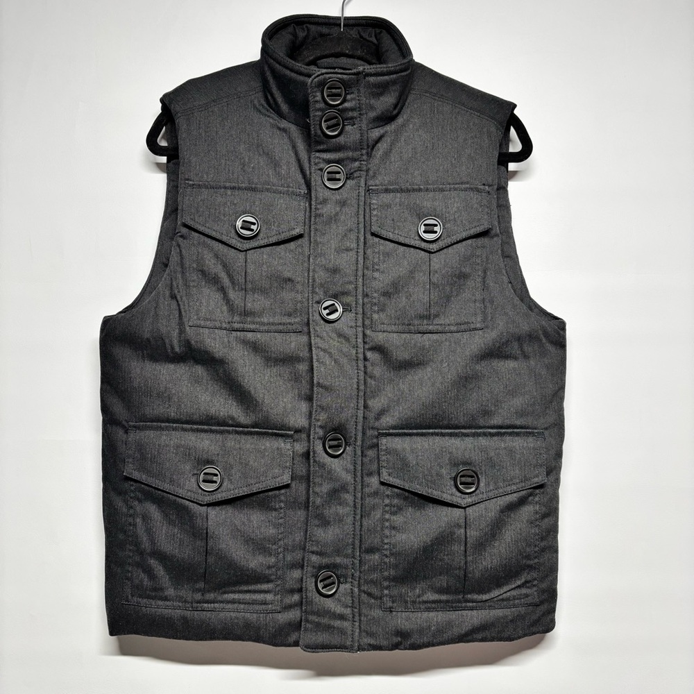 ✨Apt. 9 Men’s Puffer Vest Zip/Button Front Charcoal Gray Size S